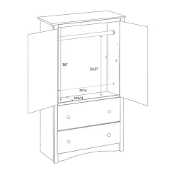 Storage Cabinets*Prepac ™ Sonoma Composite Wood 2 Drawer Armoire, Black