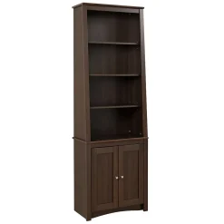 Bookcases*Prepac ™ Tall Slant Back Bookcase With 2 Shaker Doors, Espresso