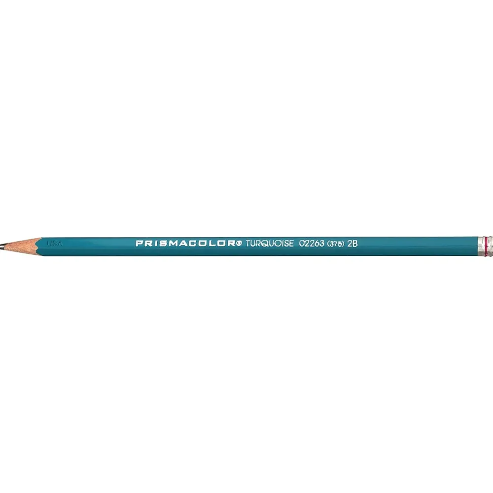Pencils|Prismacolor ® Drawing Pencil, 4B, 2 mm Dia, Turquoise Barrel, 12/Pack