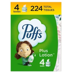 Plus Lotion Facial Tissue, 2-ply, 56 Tissues/Box, 24 Boxes/Carton (34899)<Puffs New