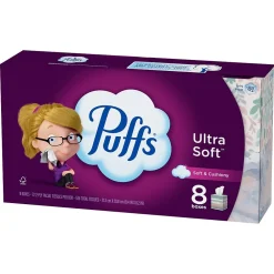 Ultra Soft Facial Tissue, 72 Tissues/Box, 8 Boxes/Pack (61971)<Puffs Online