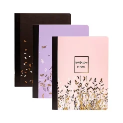 Composition Notebooks|Pukka Pad Rochelle & Jess Composition Notebooks, 7.5" x 9.75", College Ruled, 70 Sheets, Assorted Colors, 3/Pack (9107-ROC)