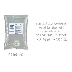 Advanced 70% Alcohol Gel Hand Sanitizer Refill for CS2 and NXT Dispensing Systems, 1000mL, 8/Carton (4163-08)<Purell Clearance