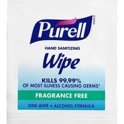 Individually Wrapped 70% Alcohol Sanitizing Hand Wipes, 1,000 Wipes/Carton (9021-1M)<Purell Best