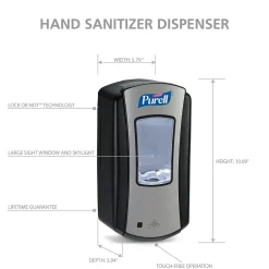 LTX 12 Automatic Wall Mounted Hand Sanitizer Dispenser, Chrome/Black (1928-04)<Purell Outlet