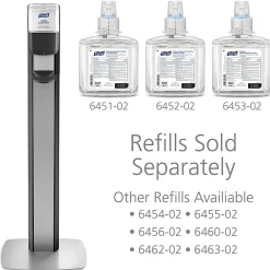 MESSENGER ES6 Automatic Floor Stand Hand Sanitizer Dispenser, Silver/Graphite (7316-DS-SLV)<Purell