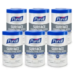 Professional Disinfecting Wipes, Fresh Citrus Scent, 110 Wipes/Container, 6/Carton (9342-06)<Purell Hot