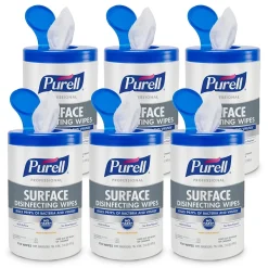 Professional Disinfecting Wipes, Fresh Citrus Scent, 110 Wipes/Container, 6/Carton (9342-06)<Purell Hot