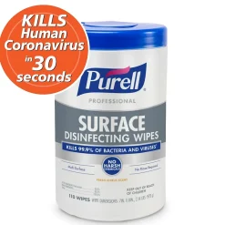 Professional Disinfecting Wipes, Fresh Citrus Scent, 110 Wipes/Container, 6/Carton (9342-06)<Purell Hot