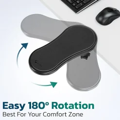 Sale Purely E5620 Ergonomic Arm Rest/Elbow Support for Desk, 180° Adjustable Computer Desk Support Extender, Black (PARE5620)
