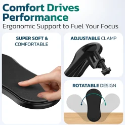 Sale Purely E5620 Ergonomic Arm Rest/Elbow Support for Desk, 180° Adjustable Computer Desk Support Extender, Black (PARE5620)