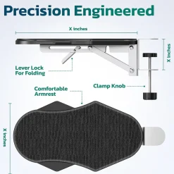 Sale Purely E5720 Ergonomic Arm/Elbow Support Rest for Desk, Computer Desk Arm Extender, Black (PARE5720)