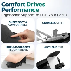 Sale Purely E5720 Ergonomic Arm/Elbow Support Rest for Desk, Computer Desk Arm Extender, Black (PARE5720)