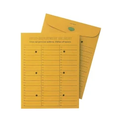 Quality Park 3-Across Style Button & String Catalog Kraft Envelope, 10" x 13", Kraft, 100/Box (63666)