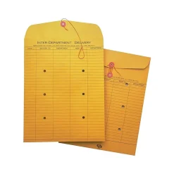 Clearance Quality Park Button & String Kraft Catalog Envelopes, 10" x 15", Brown, 100/Box (63564)