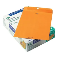 Outlet Quality Park Clasp & Moistenable Glue Kraft Catalog Envelopes, 10" x 13", Brown Kraft, 100/Box (QUA37897)