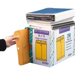 New Quality Park Clasp Kraft Catalog Envelope, 9" x 12", Kraft, 250/Box (37590)