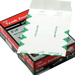 New Quality Park First Class Tyvek Open End Catalog Envelopes, 6" x 9", Green/White, 100/Box (R1330)