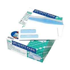 Clearance Quality Park Gummed Security Tinted #9 Double Window Envelopes, 3 7/8