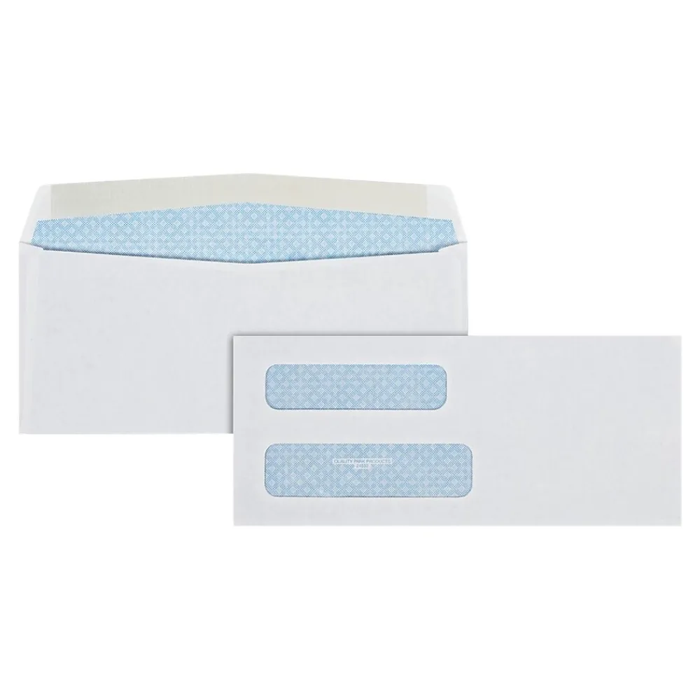Best Quality Park Security Tinted #8 Double Window Envelope 3 5/8" x 8 5/8", White, 500/Box (QUA24532)