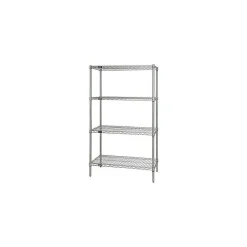 Shelving*Staples Quantum Shelving Starter Kit 4-Shelf Wire Unit, 48"W, Chrome (WR74-2448C)