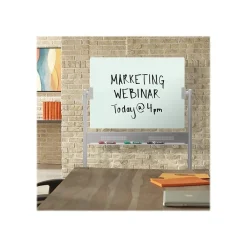 Dry Erase*Quartet Infinity Magnetic Glass Dry-Erase Mobile Presentation Whiteboard Easel, Silver Base, 3' x 4' (ECM43G)