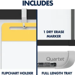 Dry Erase*Quartet Prestige 2 Magnetic Mobile Presentation Whiteboard Easel, 6' x 4' (ECM64P2)