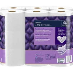 Ultra Plush Toilet Paper, 3-ply, White, 255 Sheets/Roll, 18 Rolls/Case (876045/874685)<Quilted Northern Best