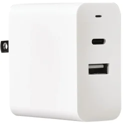 RCA Dual-Port USB-C and USB-A Wall Charger, White, (PCH30ACPDA)
