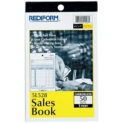 Business Forms*Rediform 3-Part Carbonless Receipts, 4-1/4" x 6-3/8", 50 Sets/Book (RED5L528)