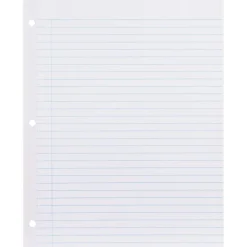 Filler Paper|Rediform Reinforced College Ruled Filler Paper, 8.5" x 11", 3-Hole Punched, 100 Sheets/Pack (20122/WBZ13R)