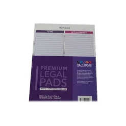 Notepads|RE-FOCUS THE CREATIVE OFFICE Premium Legal Pad, Ruled, 8.5" x 11.75", Pink, 30 Sheets/Pad, 2 Pads (40002)