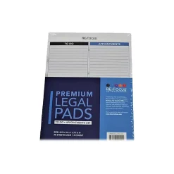 Notepads|RE-FOCUS THE CREATIVE OFFICE Premium Legal Pad, Ruled, 8.5" x 11.75", Blue, 30 Sheets/Pad, 2 Pads (40001)