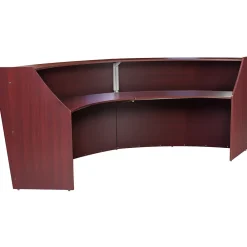 Office Desks*Regency Marque 124.5"W Curved Reception Desk Workstation, (77292MH) Mahogany