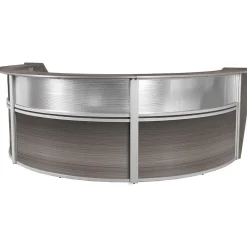 Office Desks*Regency Marque 144"W Curved Reception Desk Workstation, (77313GY) Driftwood Gray