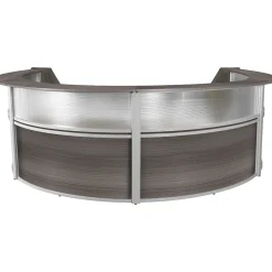 Office Desks*Regency Marque 142"W Curved Reception Desk Workstation, (77314GY) Driftwood Gray