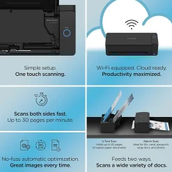 Ricoh ScanSnap IX1300 Wireless Duplex Document Scanner, Black (PA03805-B105)