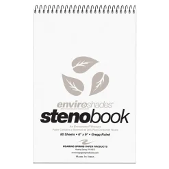 Notepads|Roaring Spring Paper Products Roaring Spring Enviroshades Steno Notebook, 6" x 9", 80 Sheets/Pad, Gregg Ruled, Recycled Gray Paper, 4 Books/Pk (12274)