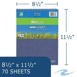 Notebooks|Roaring Spring Paper Products BioBased 1-Subject Professional Notebooks, 11.5" x 8.5", College Ruled, 70 Sheets, Each (13363)