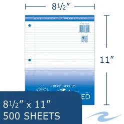 Filler Paper|Roaring Spring Paper Products College Ruled College Ruled Filler Paper, 8.5" x 11", 3-Hole Punched, 500 Sheets/Pack (83909)