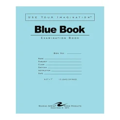 Notebooks|Roaring Spring Paper Products Exam 1-Subject Exam Notebook, 7" x 8.5", Wide Ruled, 12 Sheets, Blue (77513)