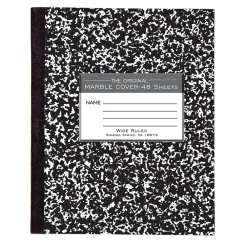 Composition Notebooks|Roaring Spring Paper Products 1-Subject Composition Notebooks, 7" x 8.5", Wide Ruled, 48 Sheets, Black (77333)