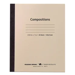 Composition Notebooks|Roaring Spring Paper Products Composition Notebooks, 7" x 8.5", Wide Ruled, 20 Sheets, Manila (77340)