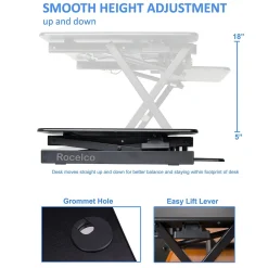 Standing Desks*Rocelco 32"W Manual Adjustable Standing Desk Converter, Black (R EADRB2)