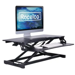 Standing Desks*Rocelco 32"W Manual Adjustable Standing Desk Converter, Black (R VADRB)