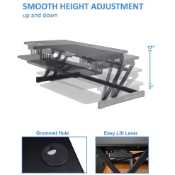 Standing Desks*Rocelco 38"W Manual Adjustable Standing Desk Converter, Black (R DADRB)