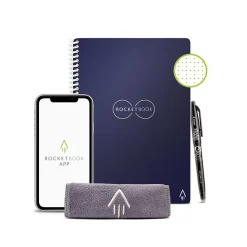 Notebooks|Rocketbook Core Reusable Smart Notebook, 6" x 8.8", Dot-Grid Ruled, 36 Pages, Blue (EVR-E-RC-CDF-FR)