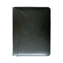 Leather Portfolio Case with Zipper Closure, Black (black zippered)<Rogue Wallet Outlet