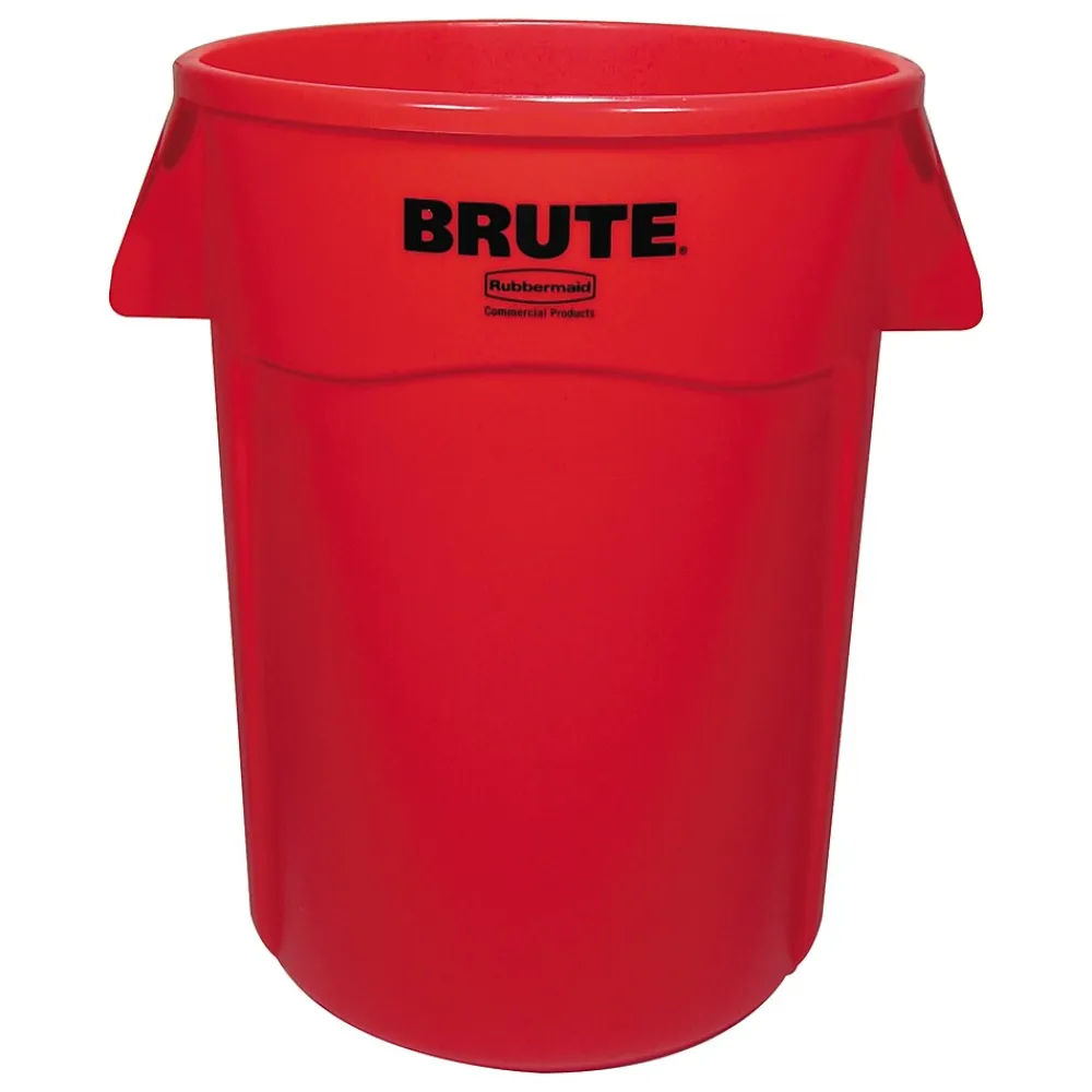 ® Commercial Brute Vented Trash Receptacle, Round, 44 gal, Red (FG264360RED)<Rubbermaid Online