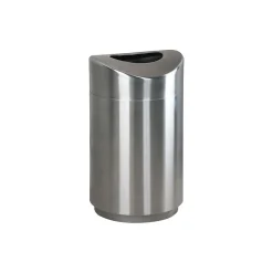 Designer Line Eclipse Waste Receptacle, 30 Gallon, Steel, Silver Metallic, 25 1/2"H x 20" D<Rubbermaid New